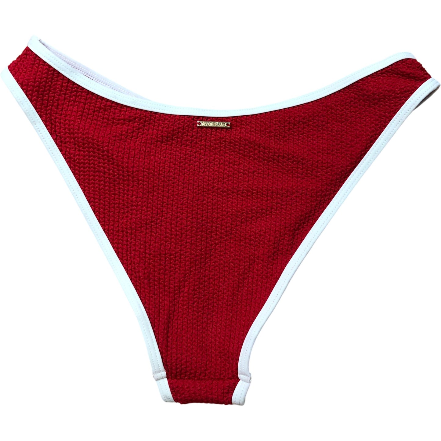 River Island Poolside Bikini Bottoms Women's Red Swimwear High Waisted Size 8