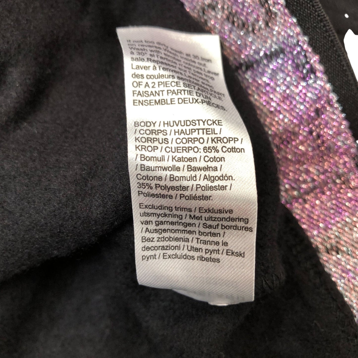 River Island Cropped Hoodie Girl's Black With Rainbow Logo 9-10 Years