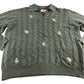 Autonomy Sweater Size 22 Women's Cable Knit V Neck Embroidered Flowers Green