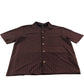 River Island Short Sleeve Casual Shirt Maroon Check Cotton Style Large