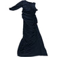 River Island Long Sleeve Maxi Dress UK12 Women's Black Ruched Stretch