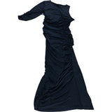 River Island Long Sleeve Maxi Dress UK12 Women's Black Ruched Stretch