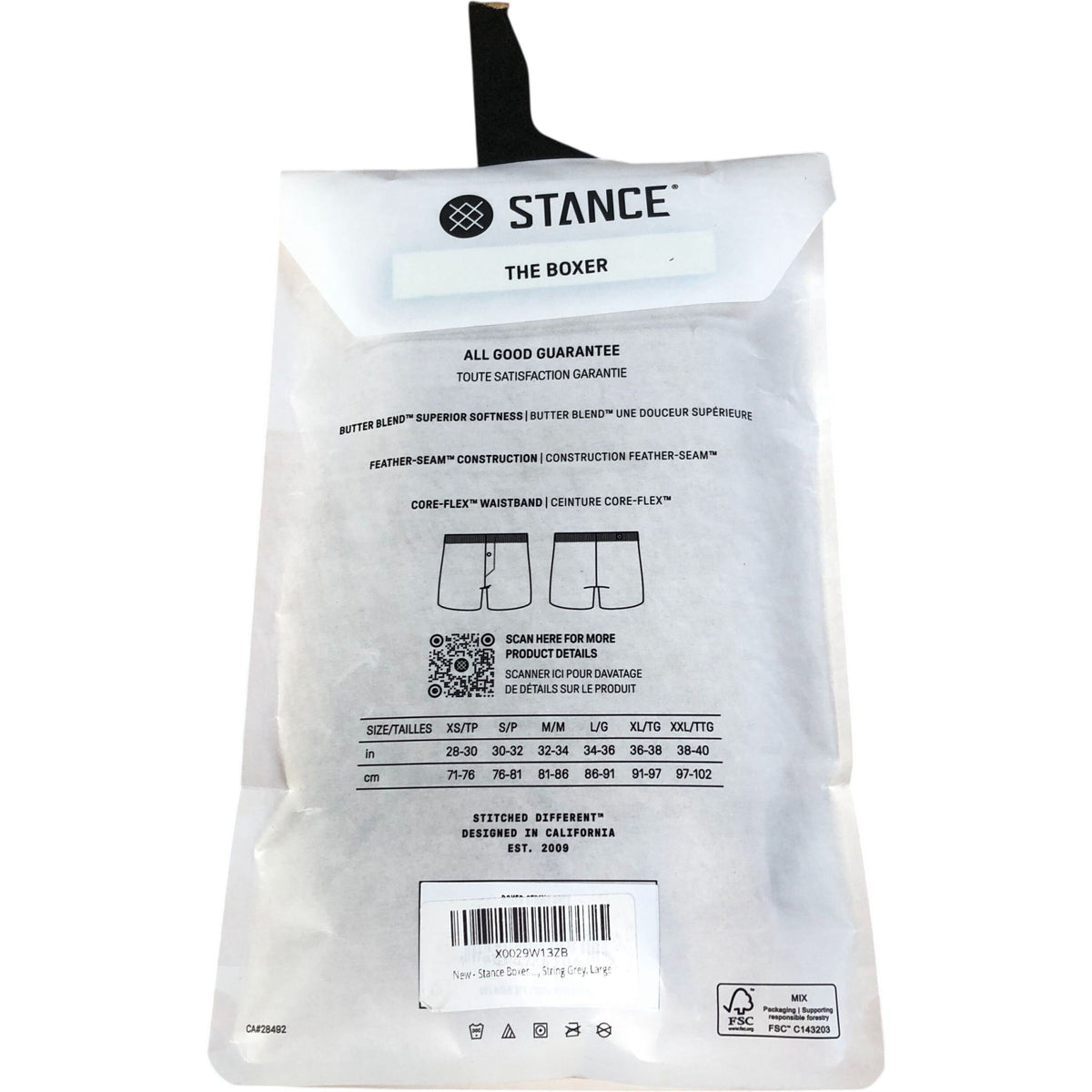 Stance The Boxer Boxer Briefs Butterblend Inseam 4in String Grey L