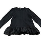 River Island Women's Black Ribbed Long Sleeve Top Size UK18 Bubble Hem