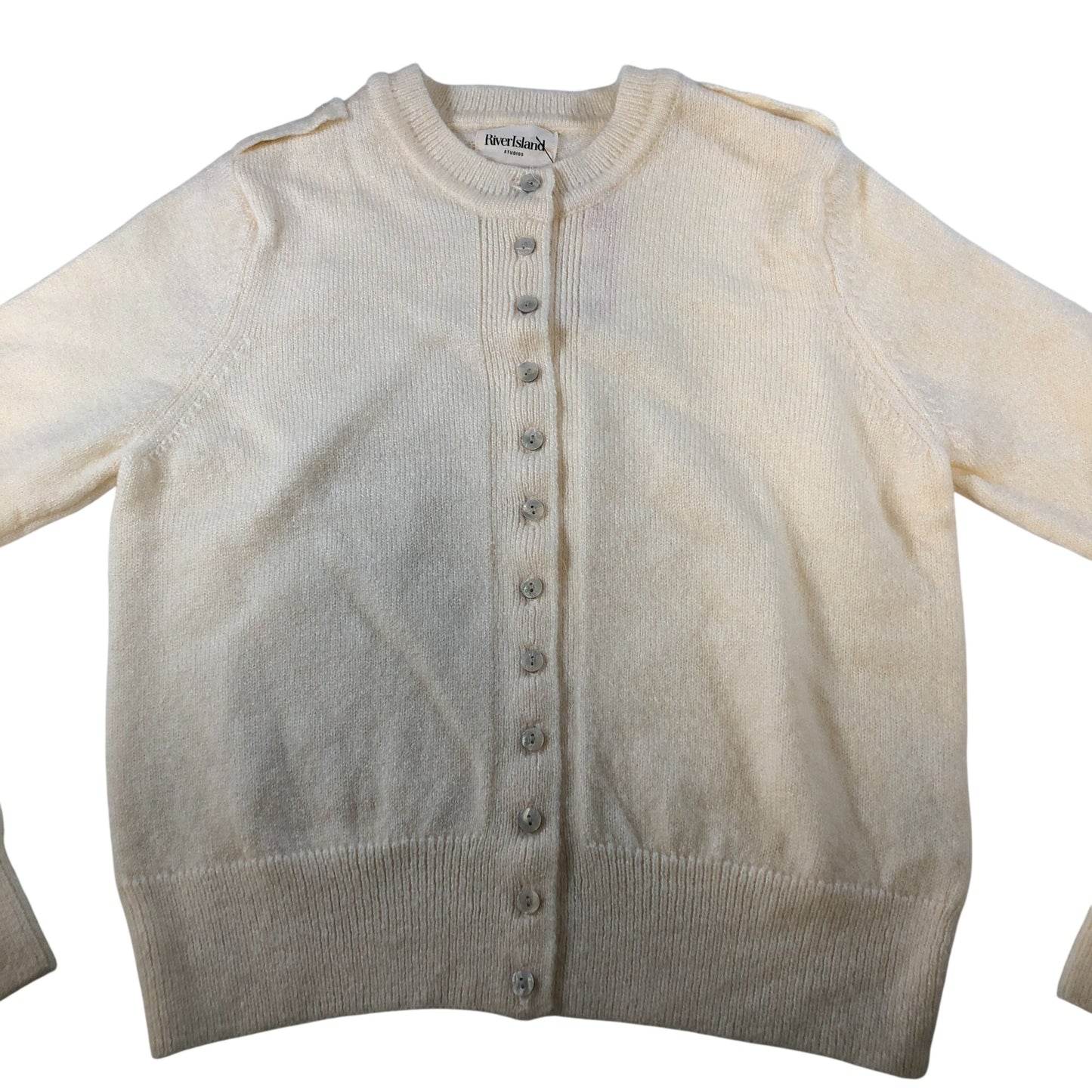 River Island  Cream Knitted Cardigan Women's Button Front Style Small