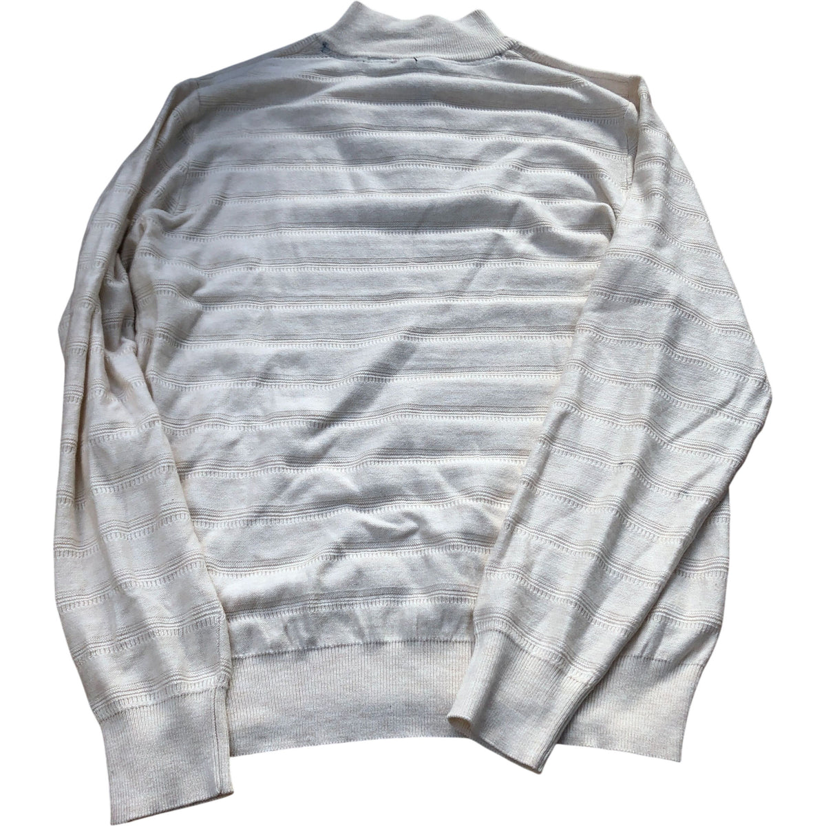 Crew Clothing Half Zip Sweater Men's Size Medium Cream Striped Knit Pullover