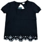 River Island T-Shirt Girls Short Sleeve Black Top Embroidery Size 11-12 Years