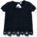River Island T-Shirt Girls Short Sleeve Black Top Embroidery Size 11-12 Years