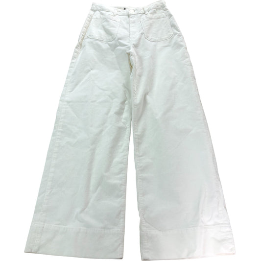 Branded Wide Leg Trousers Women's White Cotton Blend Casual Fit UK10