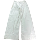 Branded Wide Leg Trousers Women's White Cotton Blend Casual Fit UK10