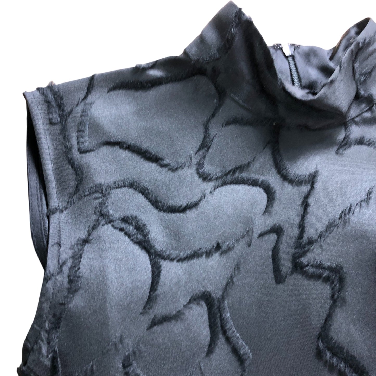 Stine Goya Black Textured Satin Midi Dress - Size 6