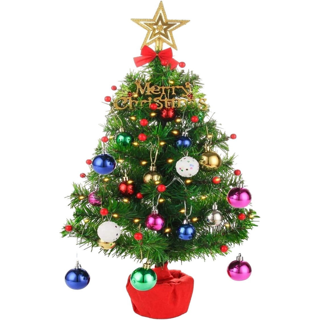 Tabletop Mini Christmas Tree With Seasonal Decorations