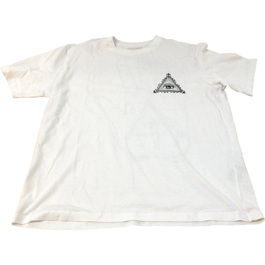 Jack & Jones Men's White T-Shirt Size L Graphic Print Short Sleeve Casual Top