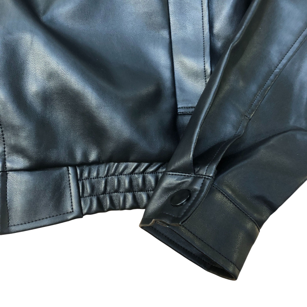 Dazy Black Vegan Leather Cropped Jacket Size L