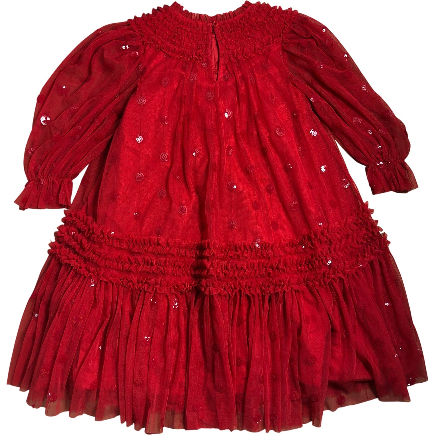 Angel & Rocket Girls Red Dress 6 Years 116cm Long Sleeve Ruffle Party Dress