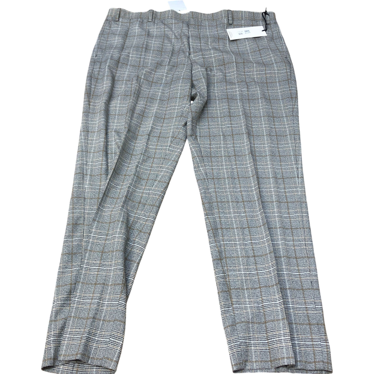 River Island Check Trousers Size 44W Men's Slim Fit Grey Wool Blend