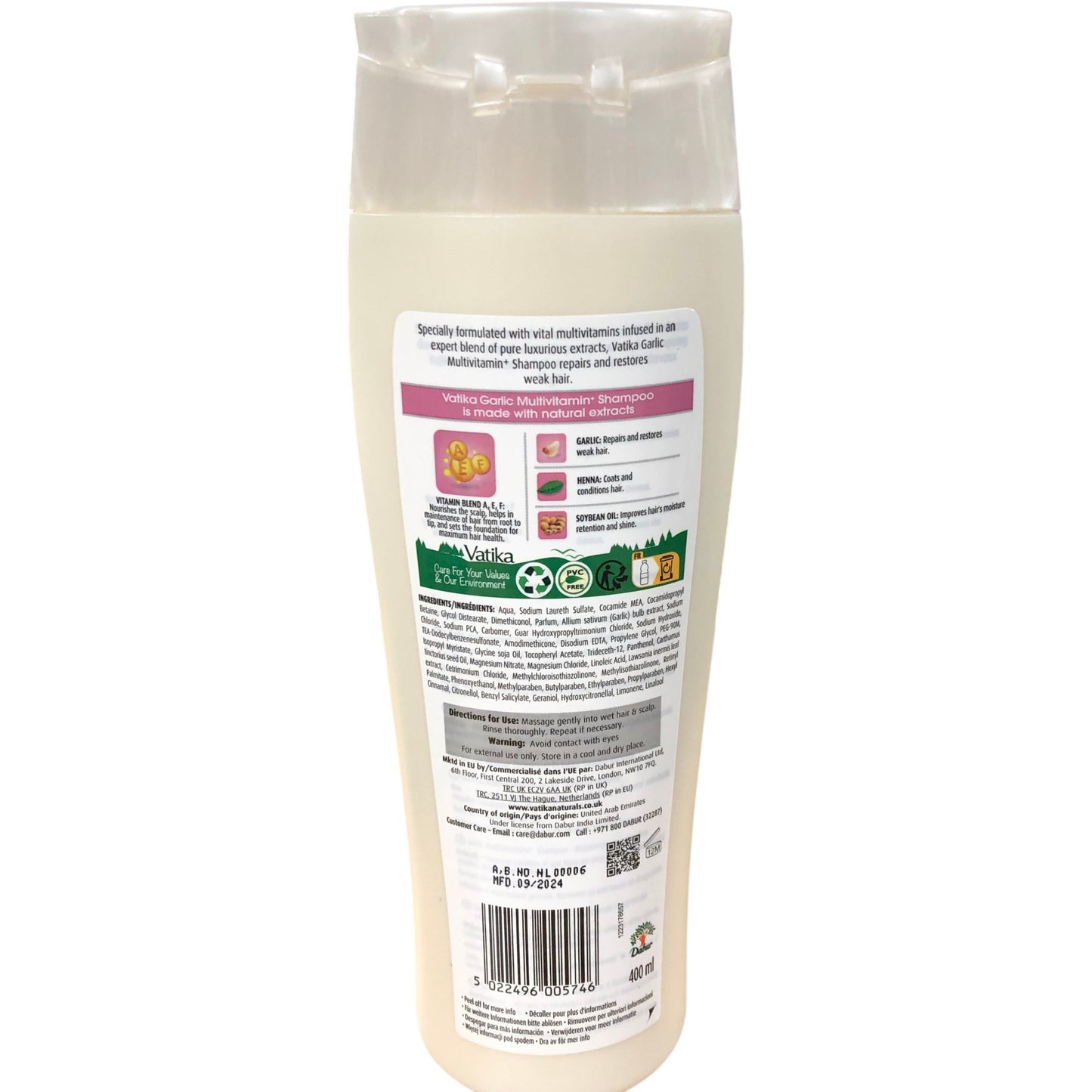 VATIKA Garlic Multivitamin Shampoo 400ml Repair And Restore Hair Care