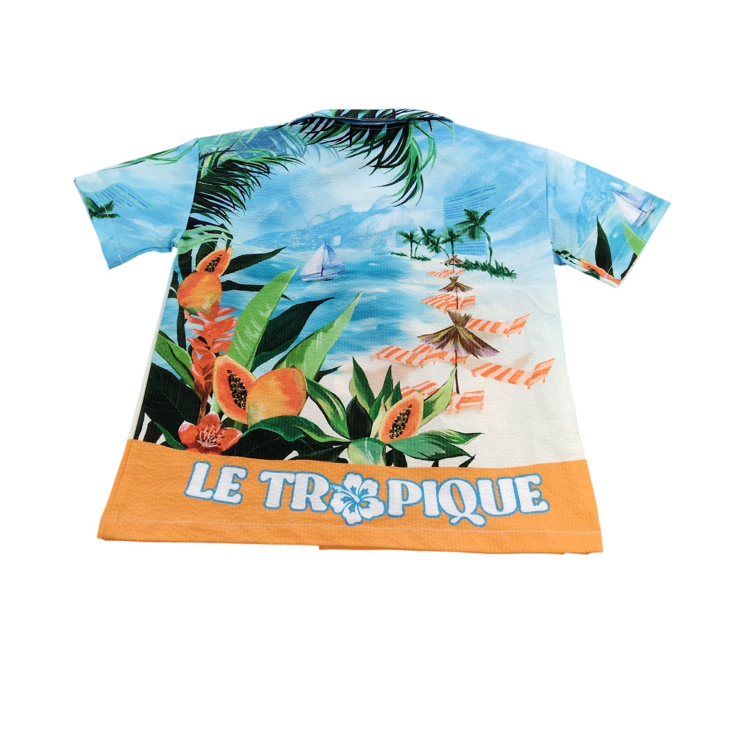 Poolside Le Tropique Short Sleeve Shirt UK7 8 Yrs Boys Tropical Print Blue
