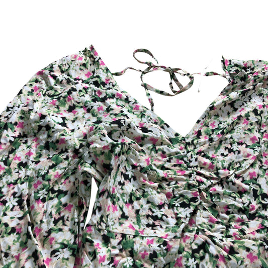 River Island Floral Dress UK10 Women's Long Sleeve V Neck Summer Style