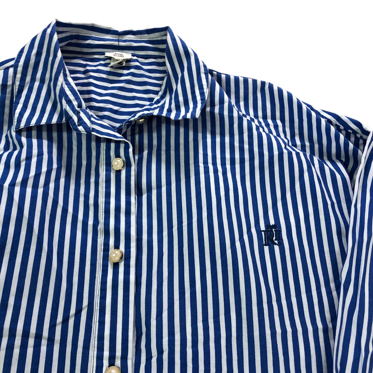 River Island Striped Shirt UK8 Women's Blue White Long Sleeve Casual Top