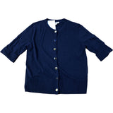 Navy Blue Short Sleeve Button Up Knit Cardigan Size XS