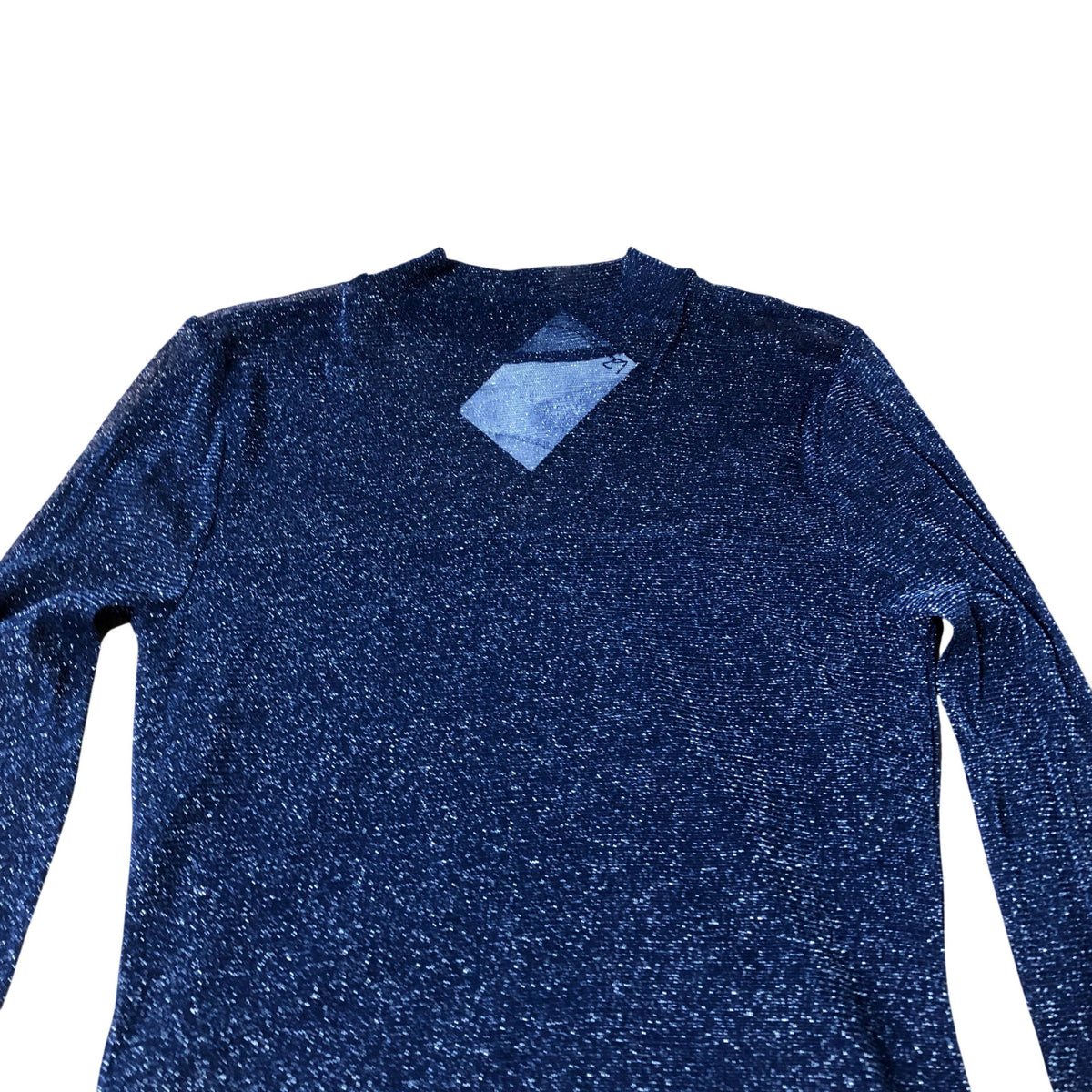 River Island Long Sleeve Sparkly Top Women's V Neck Blue Comfortable Style UK12
