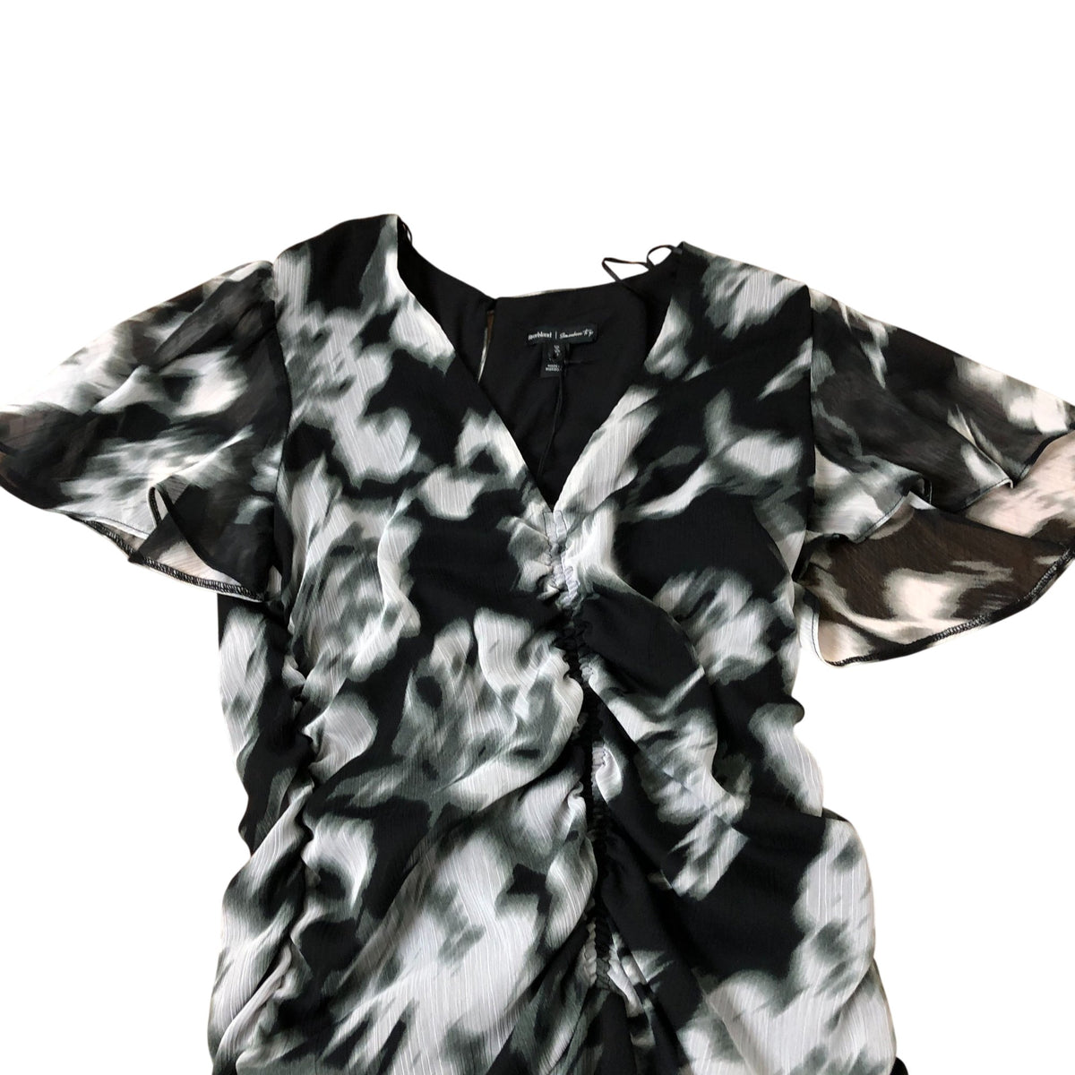 River Island Women's Dress Black White Floral Pattern Short Sleeve UK8