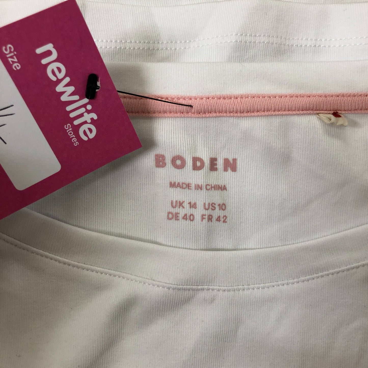 Boden Long Sleeve Top Women's Soft Casual White Cotton Blend Size 14
