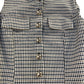 Checked Dress UK8 Women's Sleeveless Pleated Button Front Casual Style