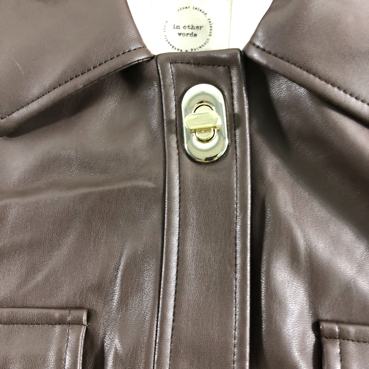 River Island Brown Faux Leather Shirt Jacket UK12 Women's