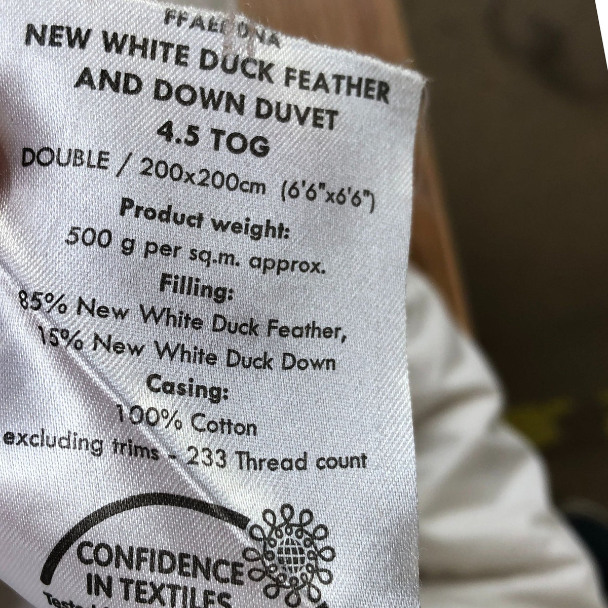 Duck Feather & Down Double Duvet 4.5 Tog 200x200cm White