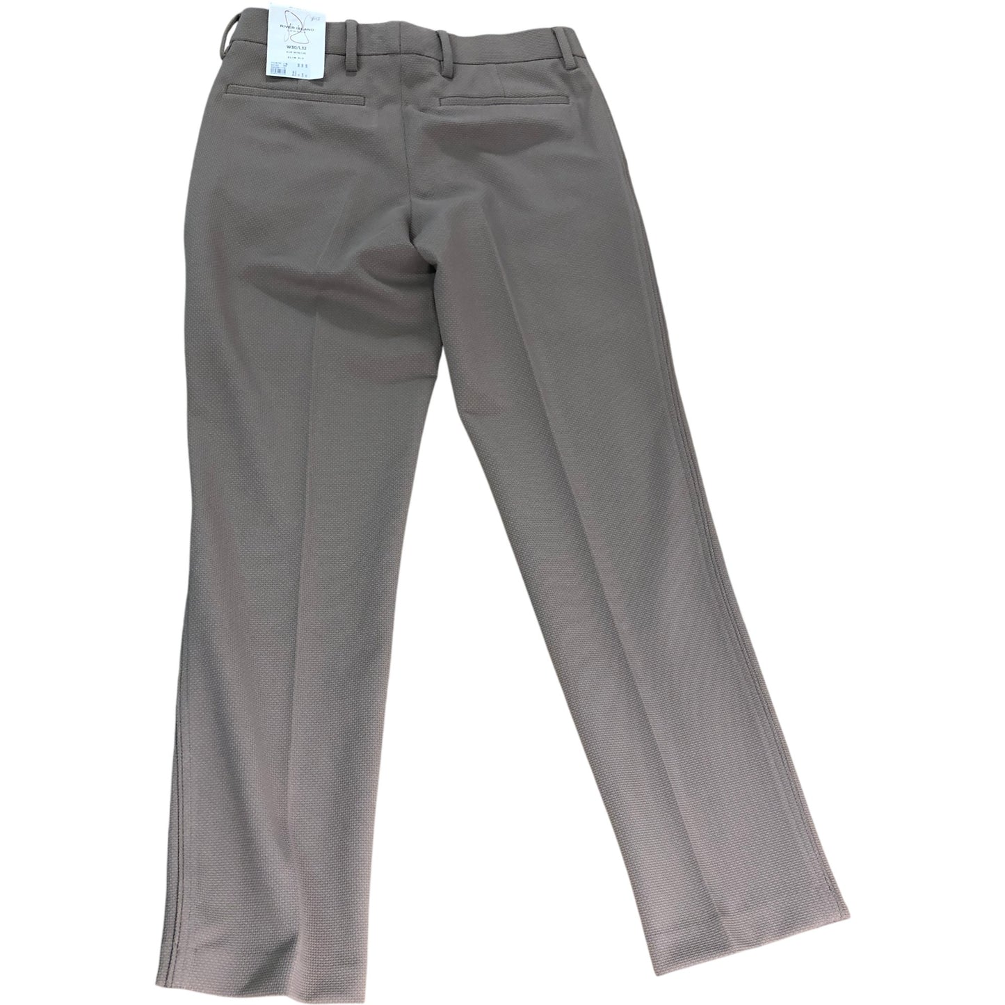 River Island W30 L32 Slim Fit Trousers Men's Beige Smart Casual Style Textured