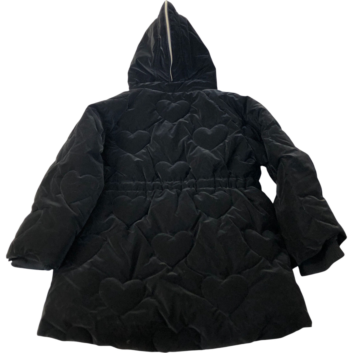 River Island Puffer Jacket Women's Black Heart Quilted Warm Hooded 5-6 Years