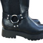 Wide Fit Black Knee High Boots Chunky Sole Size 4