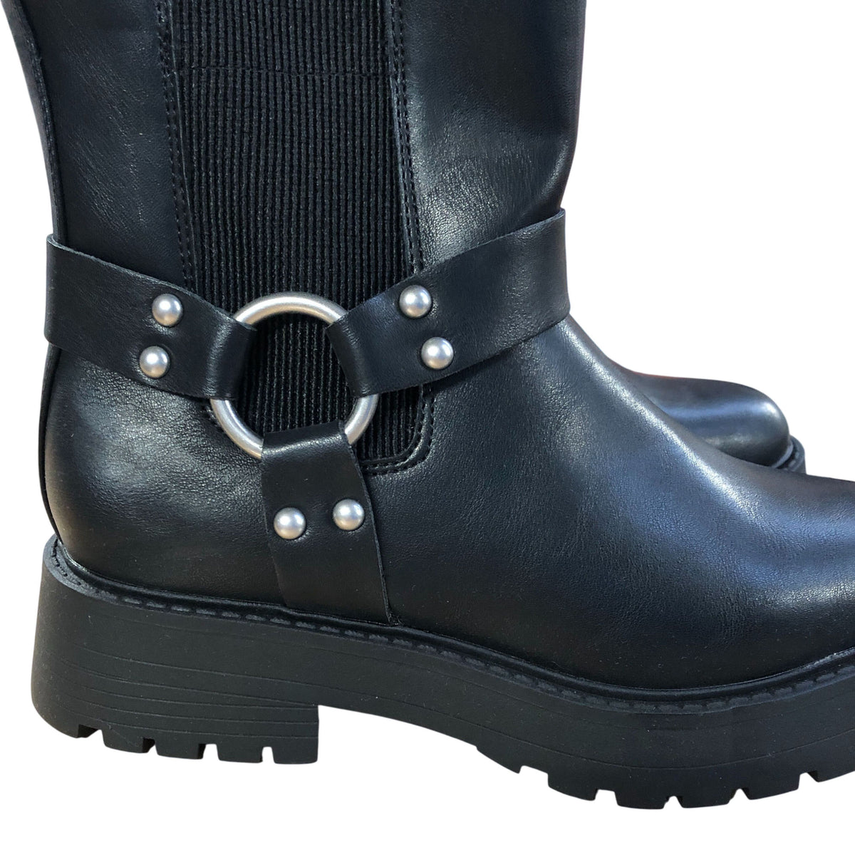 Wide Fit Black Knee High Boots Chunky Sole Size 4