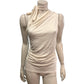 River Island Cream One Shoulder Top Women's Sleeveless Ruched Style Size Large