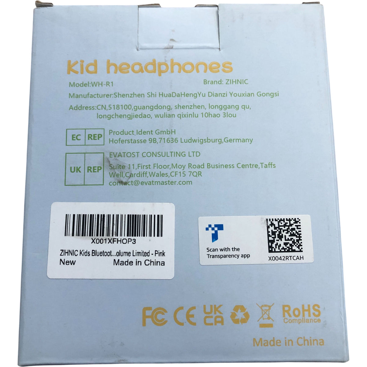 ZIHNIC WH-R1 Kids Headphones Wireless SafeAudio Volume Limited Pink