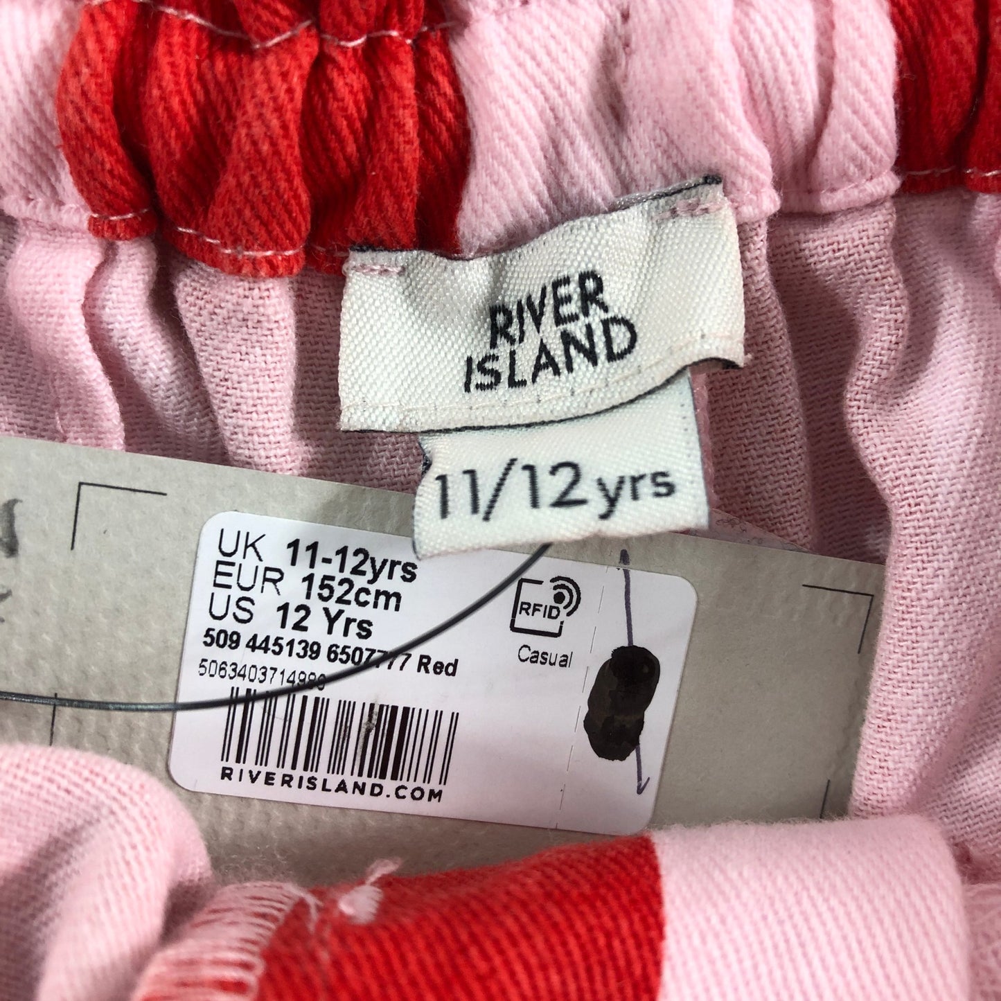 River Island Girls 11 12 Years Red Pink Striped Casual Shorts