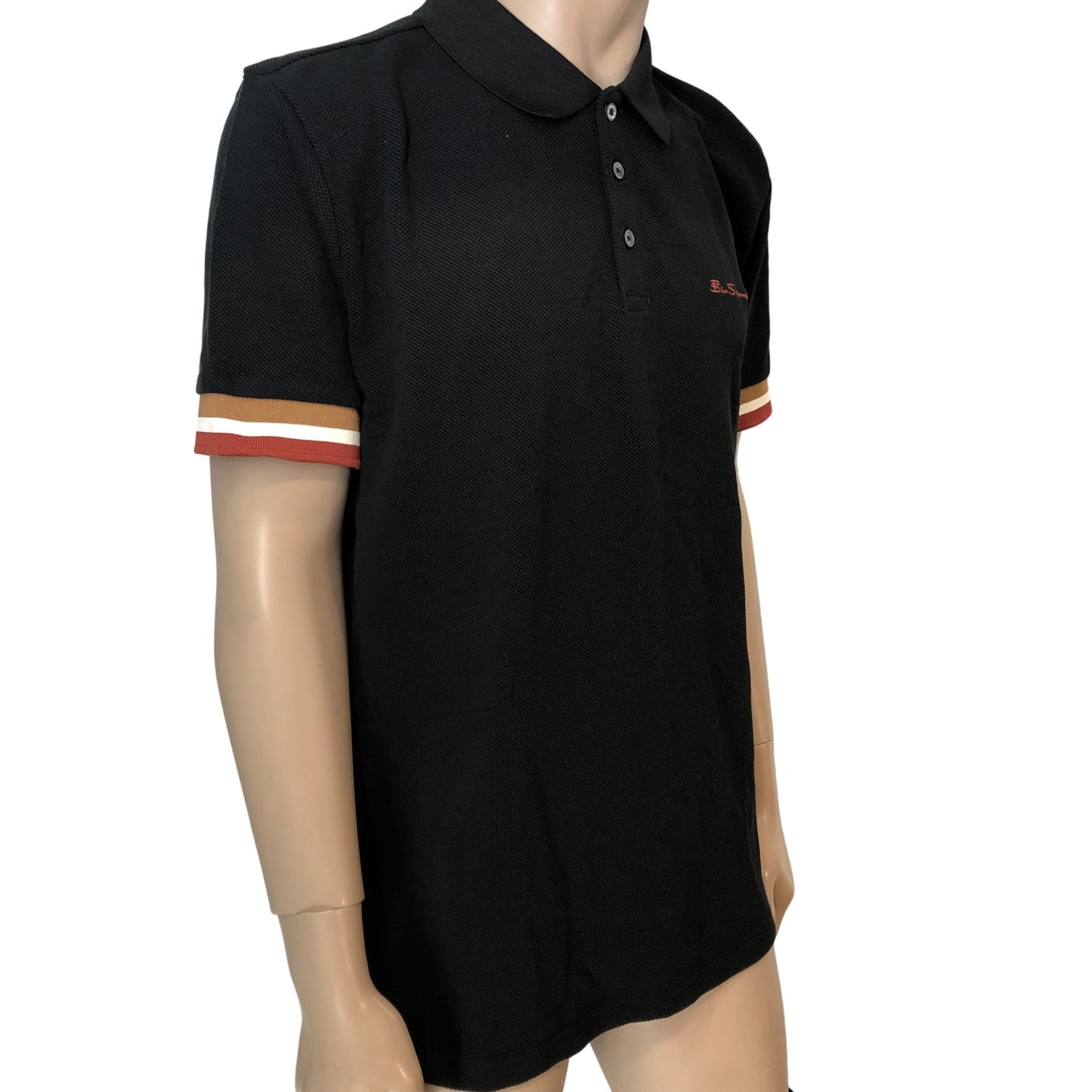 Ben Sherman Heavy Textured Polo Shirt Black Small Men's Casual Wear Stylish
