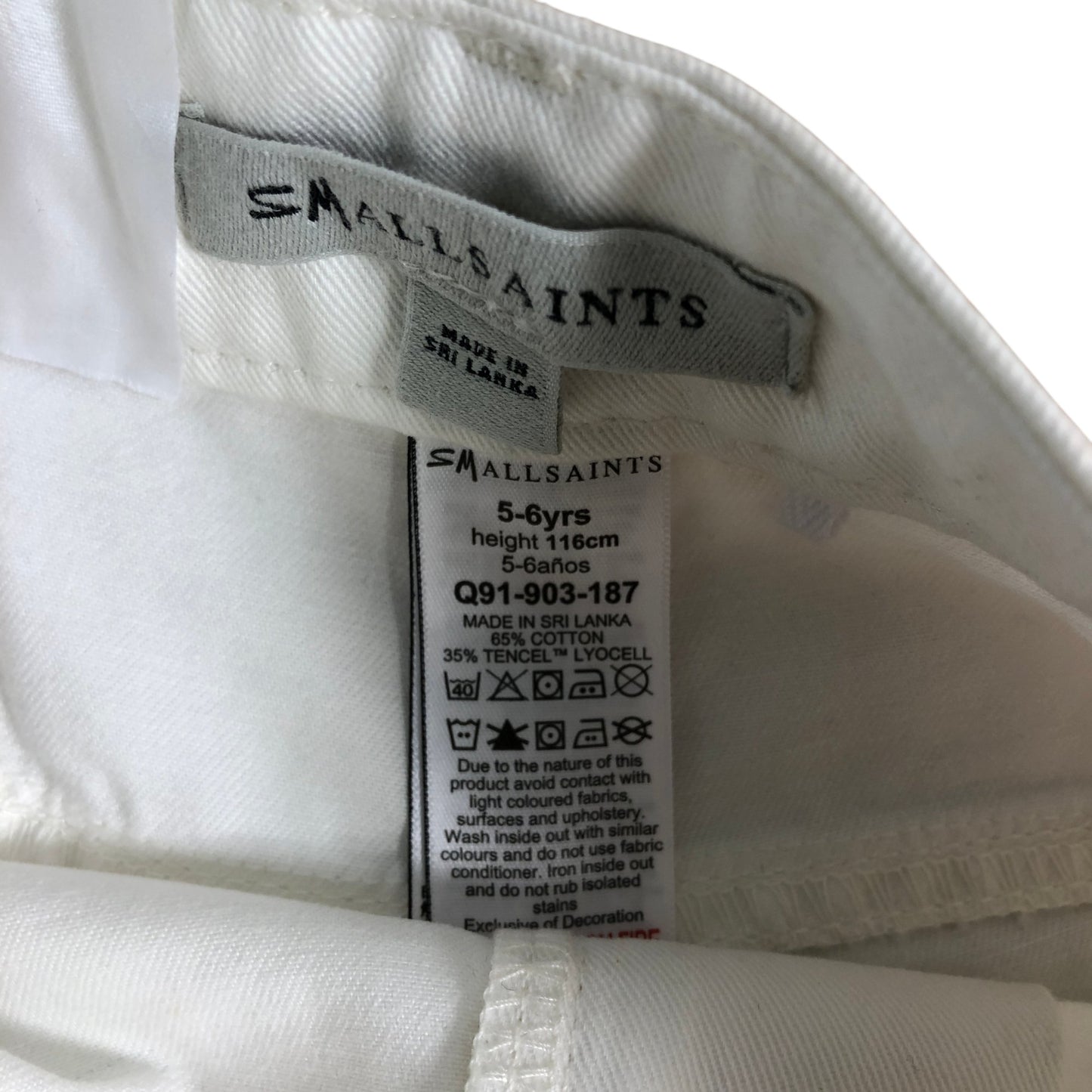 AllSaints Denim Shorts Size 5-6 Years Girls White Frayed Hem Casual Style