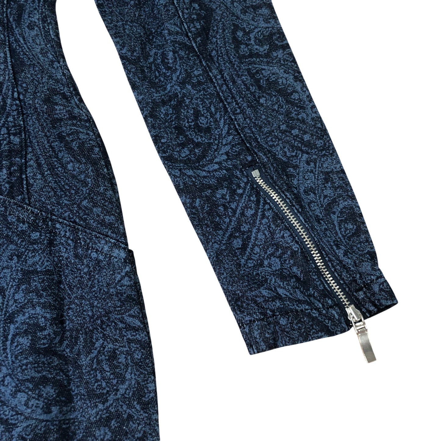 Indigo Paisley Print Denim Midi Dress With Front Zip Size 12