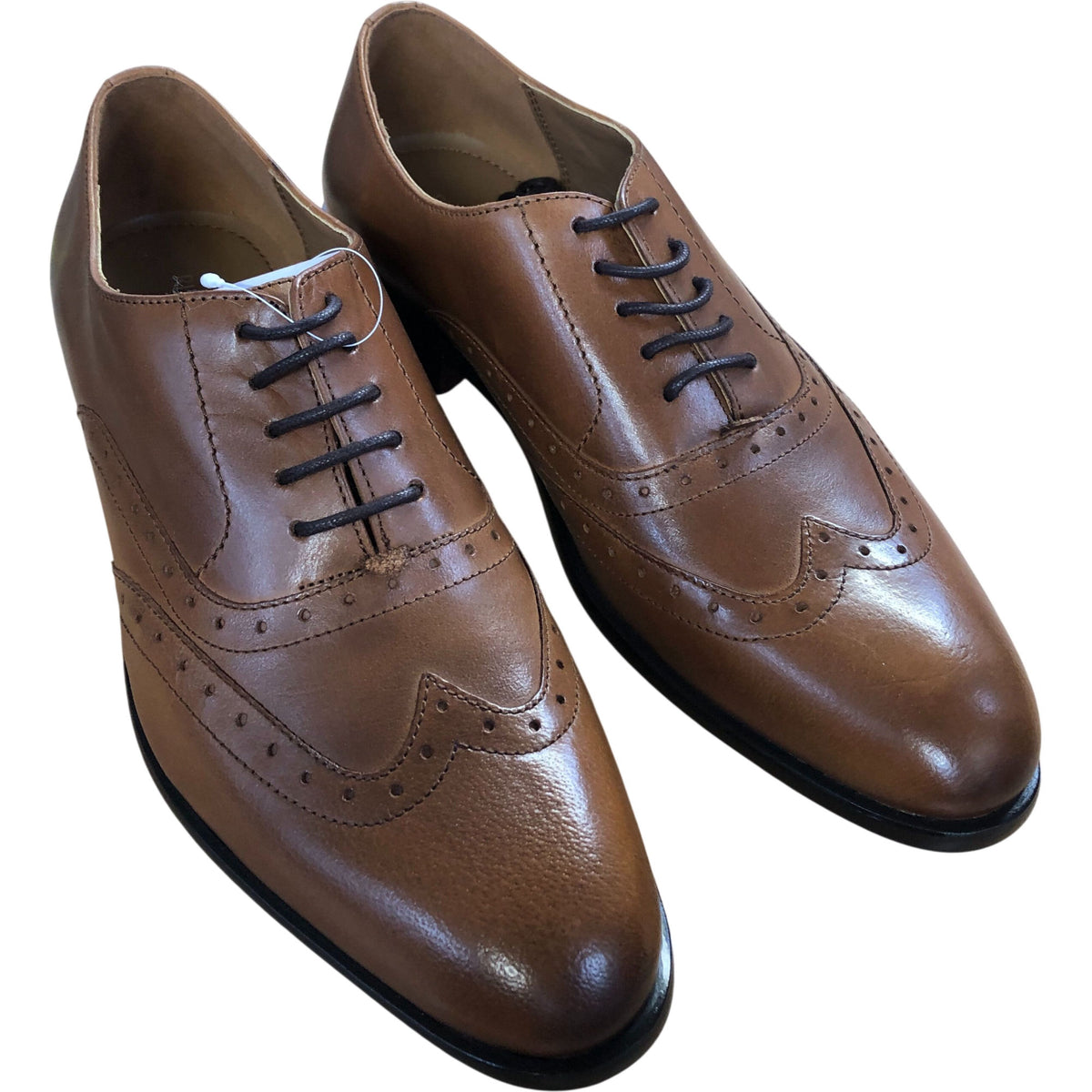 River Island Leather Brogue Shoes Mens Tan Oxfords Classic Style