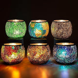 LARCENCIEL Set Of 6 Decorative Candle Holders Colourful Glass Collection