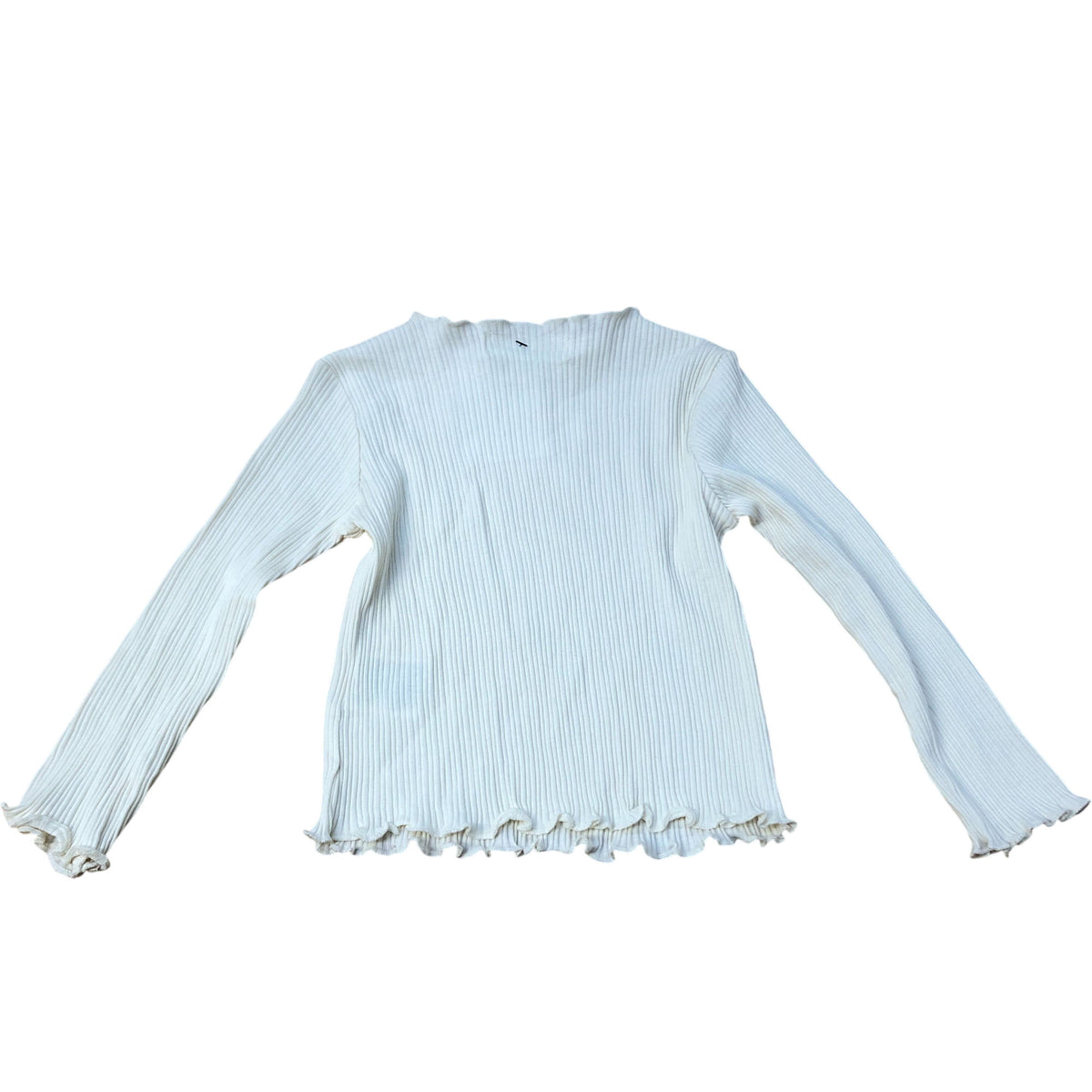 River Island Long Sleeve Ribbed Top Girls White Size 2-4 Years Stretchy Style