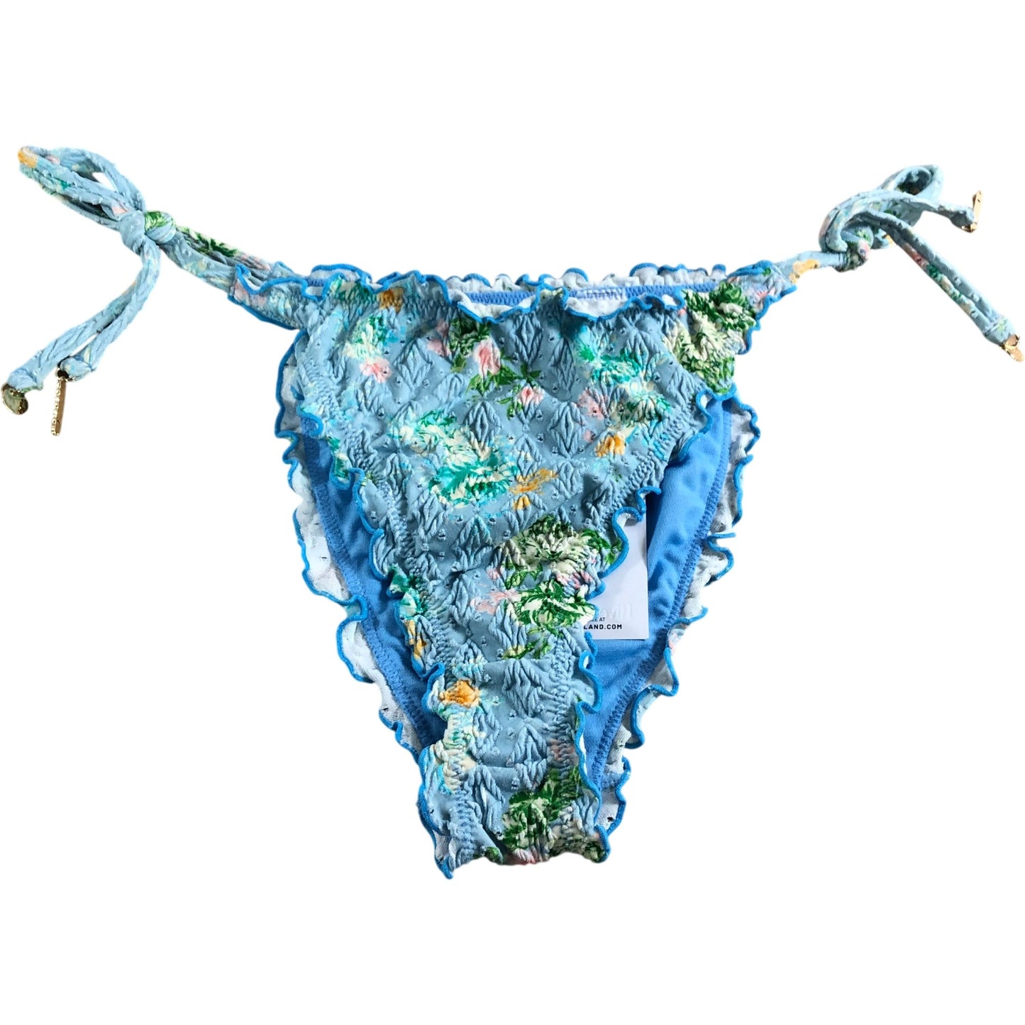 River Island UK8 Women's Floral Embroidery Classic Bikini Bottom Blue