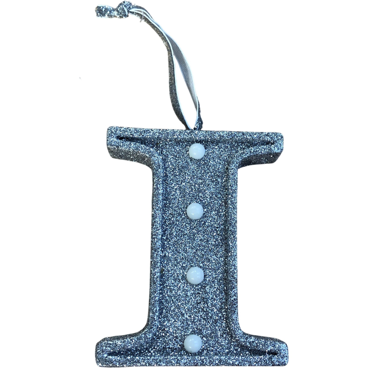 Light Up Silver Glitter Christmas Tree Decoration Letter 'I'