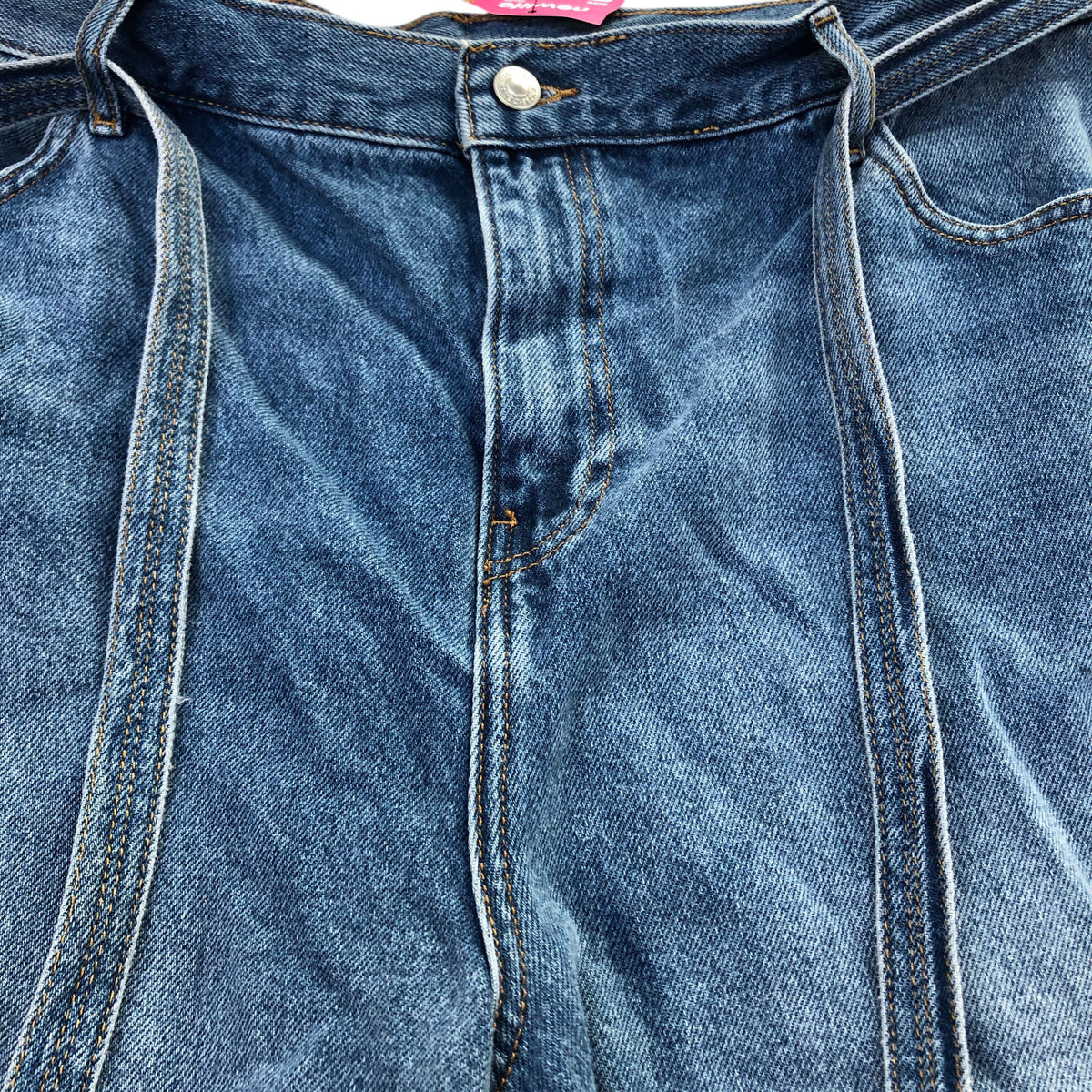 Wide Leg Jeans UK20 Women's Blue Denim High Waist Casual Trousers