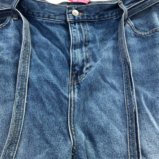 Wide Leg Jeans UK20 Women's Blue Denim High Waist Casual Trousers