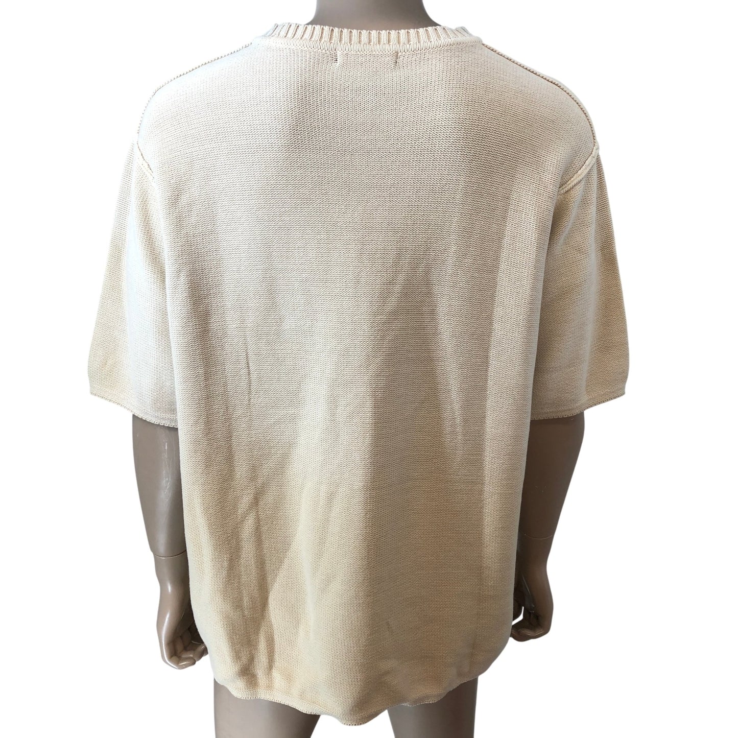 River Island Stone Casual Sweater UK LARGE Men's Short Sleeve Knit Top