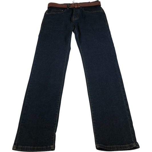 Crosshatch Men's Jeans Blue Straight Leg Cotton Blend Stretch Trousers 30W L32